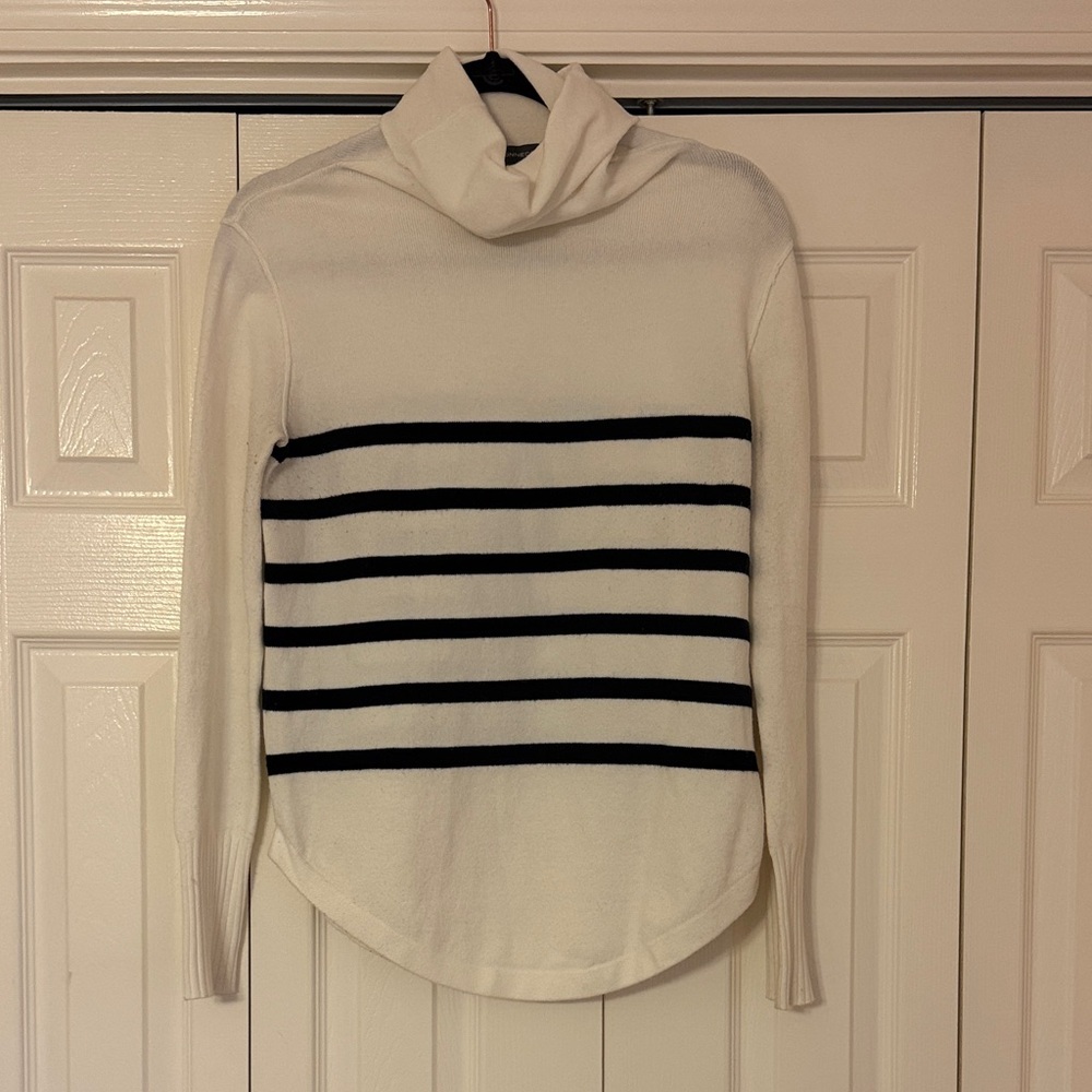 French Connection Cowl Neck Sweater - Cream and Black Stripes - Picture 1 of 1